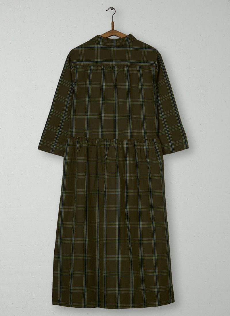 Reworn Check Twill Dress Size 8 (1536) | Rich Olive