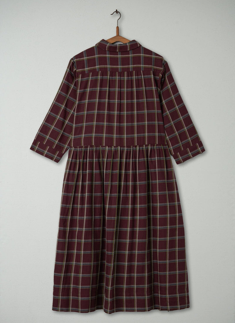 Reworn Cotton Twill Shirt Dress Size 8 (419) | Deep Plum