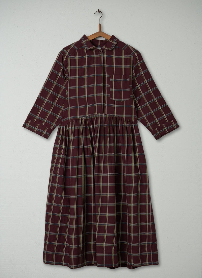 Reworn Cotton Twill Shirt Dress Size 8 (419) | Deep Plum