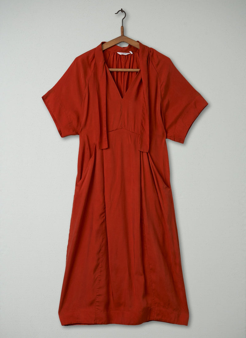 Reworn Tie Neck Dress Size 10 (382) | Nasturtium