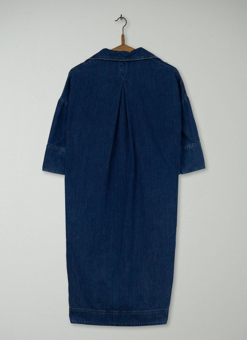 Reworn Drawstring Waist Denim Dress Size S (1323) | Indigo