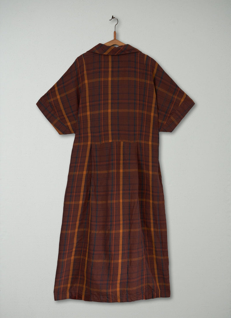 Reworn Tie Neck Check Dress Size 18 (478) | Multi