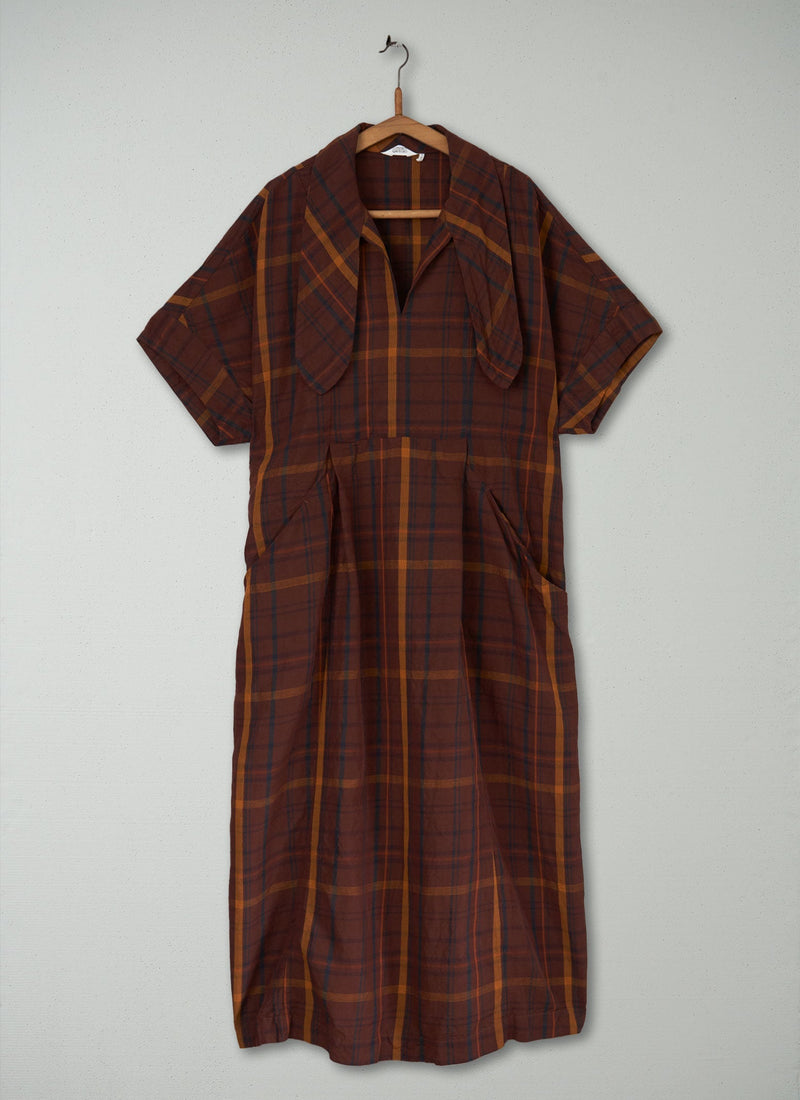 Reworn Tie Neck Check Dress Size 18 (478) | Multi