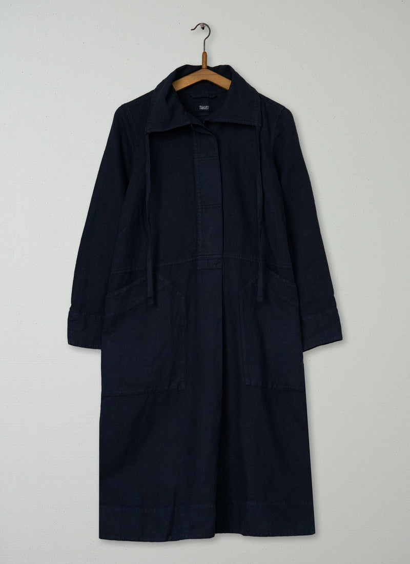 Reworn Drawstring Collar Dress Size XS (1481) | Slate