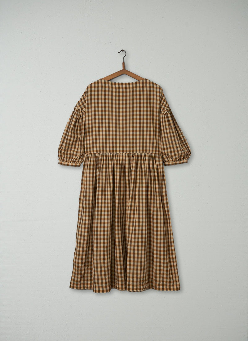 Reworn Gathered Sleeve Gingham Dress Size S (239) | Bark