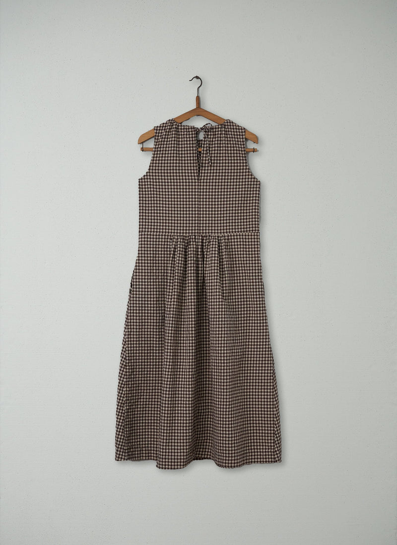 Reworn Gingham Seersucker Dress Size 8 (245) | Timber/Ecru