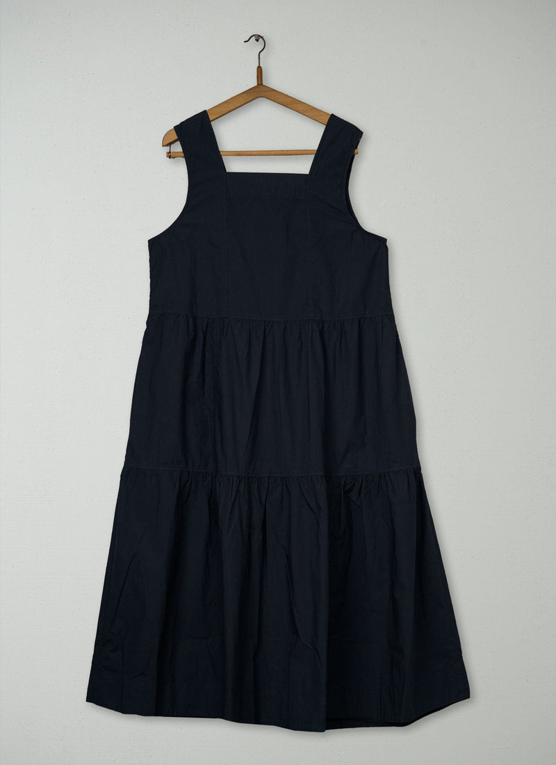 Reworn Robyn Cotton Poplin Tiered Dress Size 10 (1725) | Blue Grey