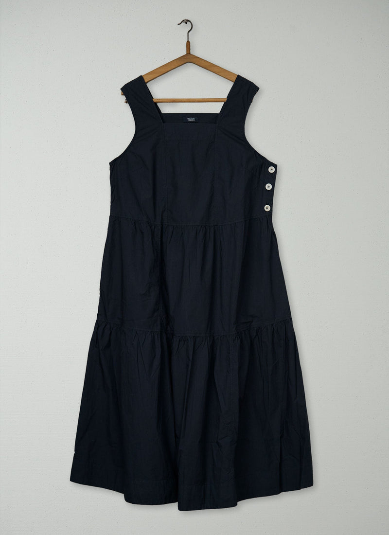 Reworn Robyn Cotton Poplin Tiered Dress Size 10 (1725) | Blue Grey
