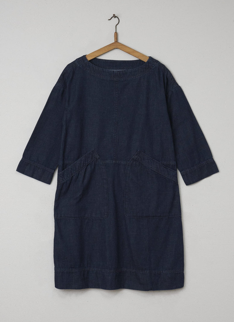 Reworn Denim Tunic Dress Size XXS (043) | Indigo