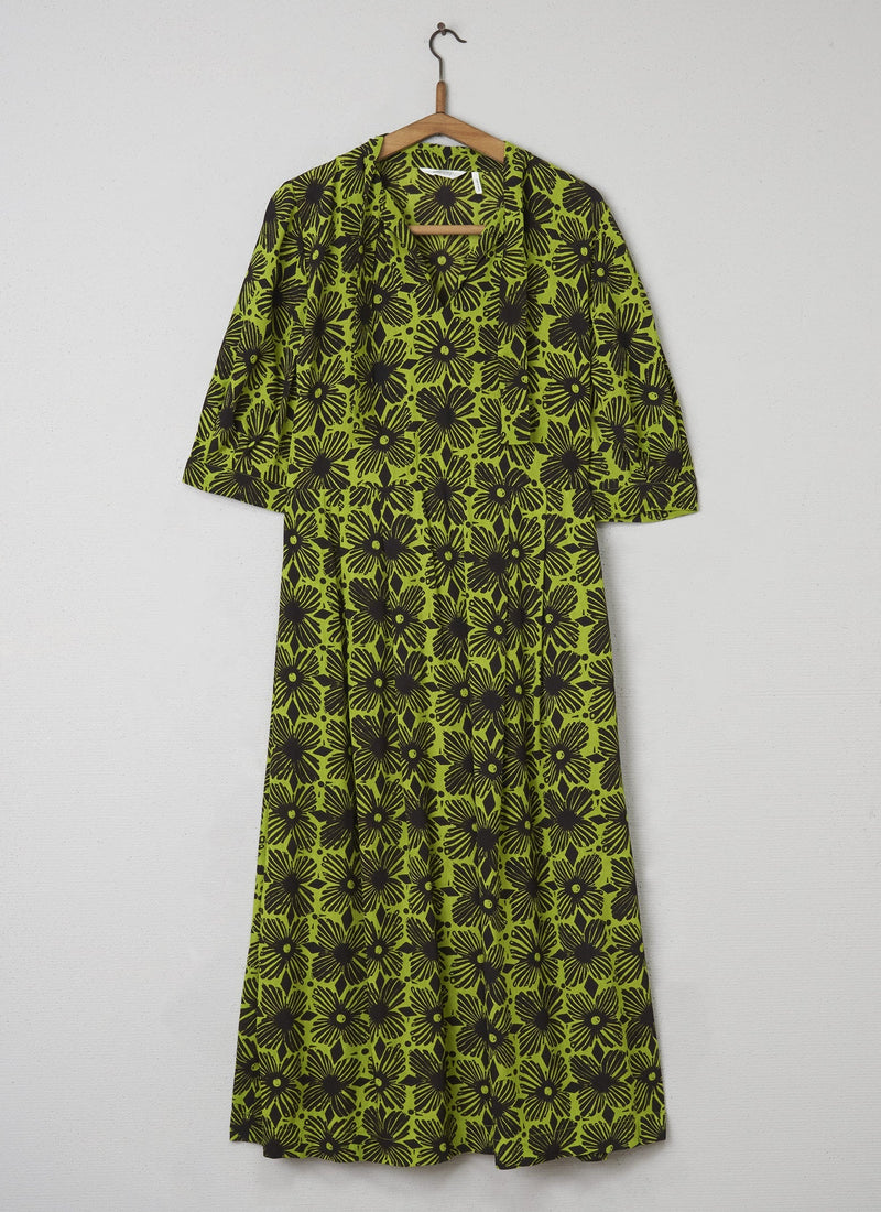 Reworn Tie Neck Dress Size 12 (033) | Citrus Green