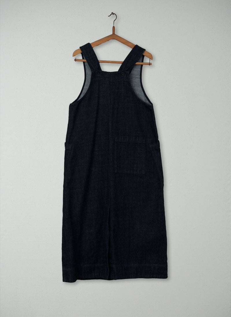 Reworn Denim Pinafore Dress Size M (174) | Indigo