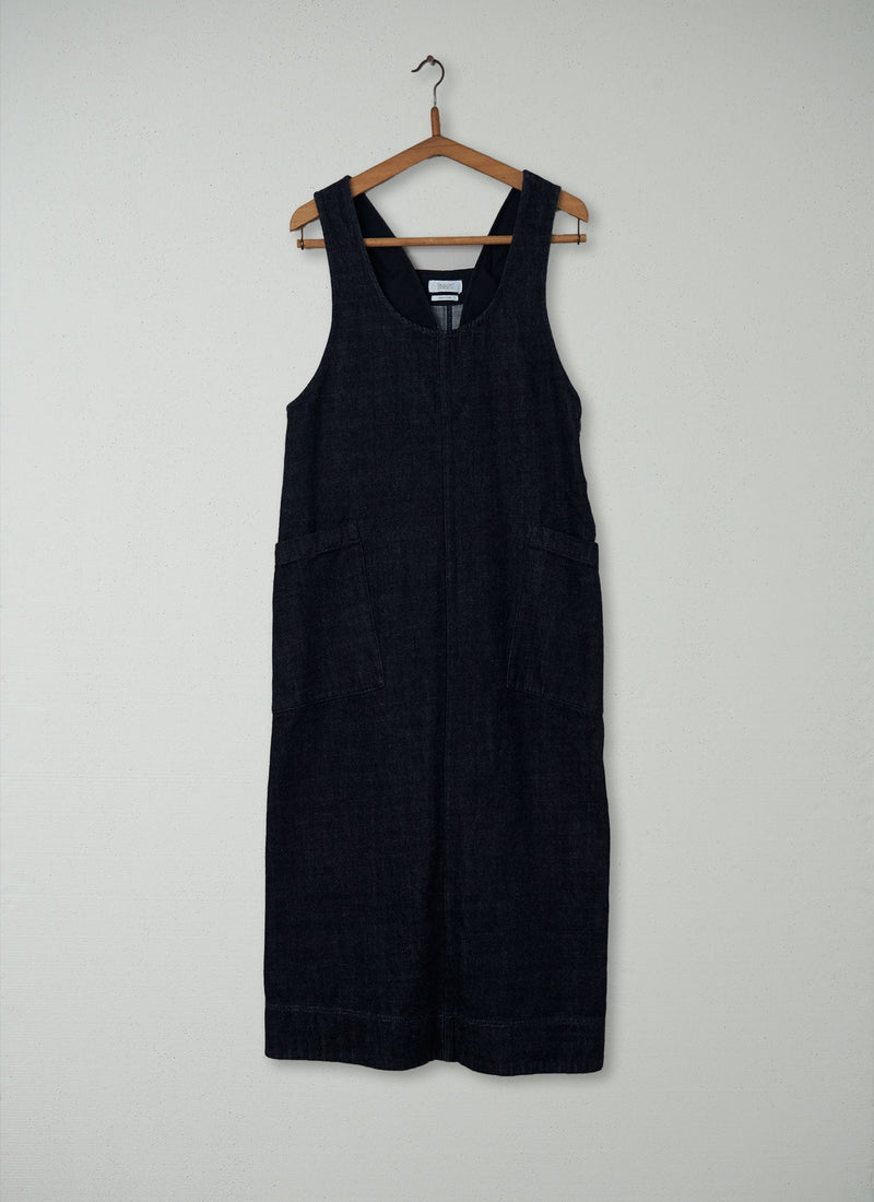 Reworn Denim Pinafore Dress Size M (174) | Indigo