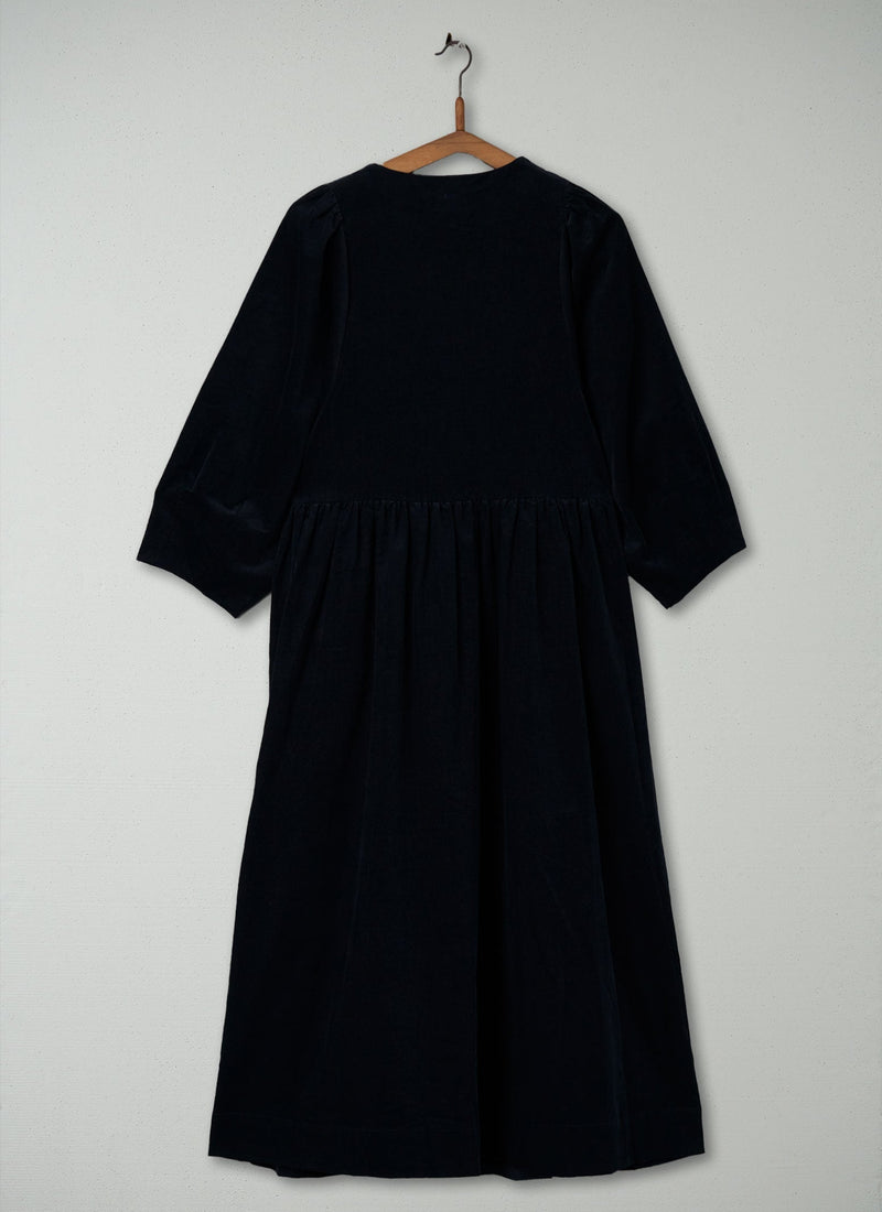 Reworn Needlecord Dress Size M (479) | Blue Slate