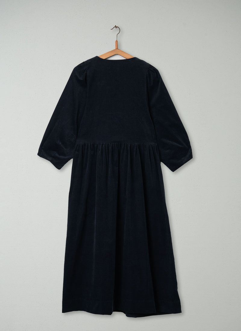 Reworn Needlecord Dress Size L (309) | Dark Navy