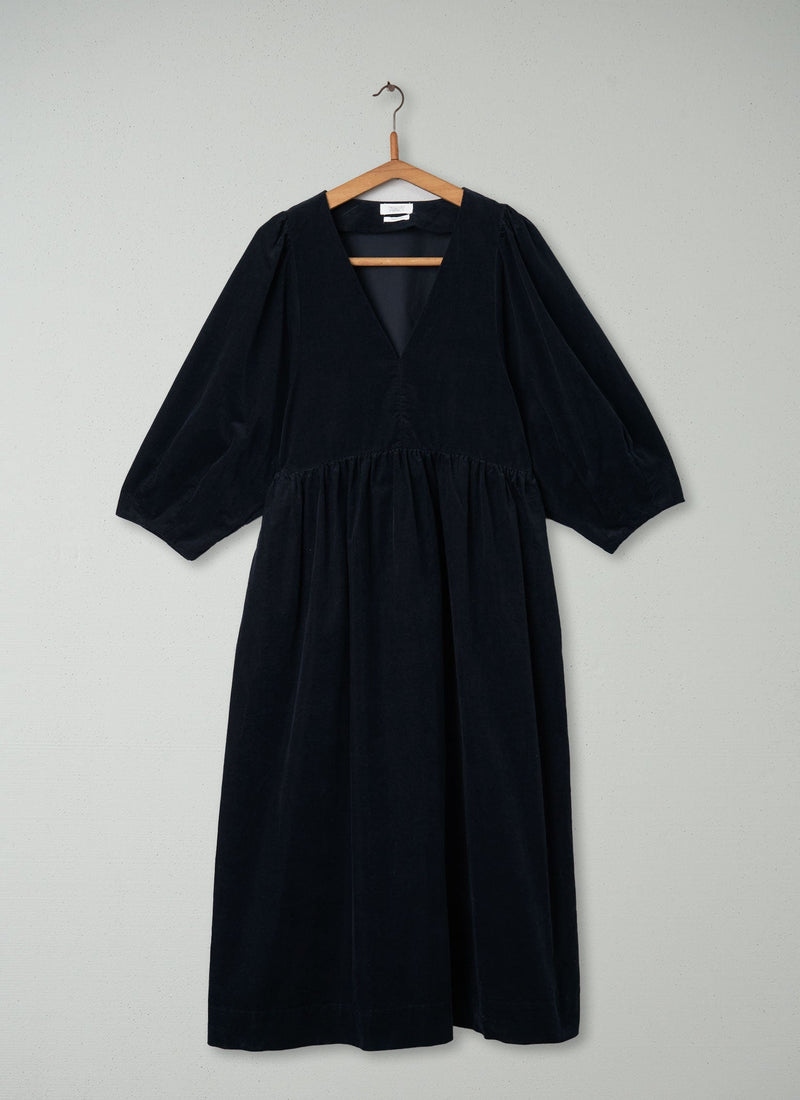 Reworn Needlecord Dress Size L (309) | Dark Navy
