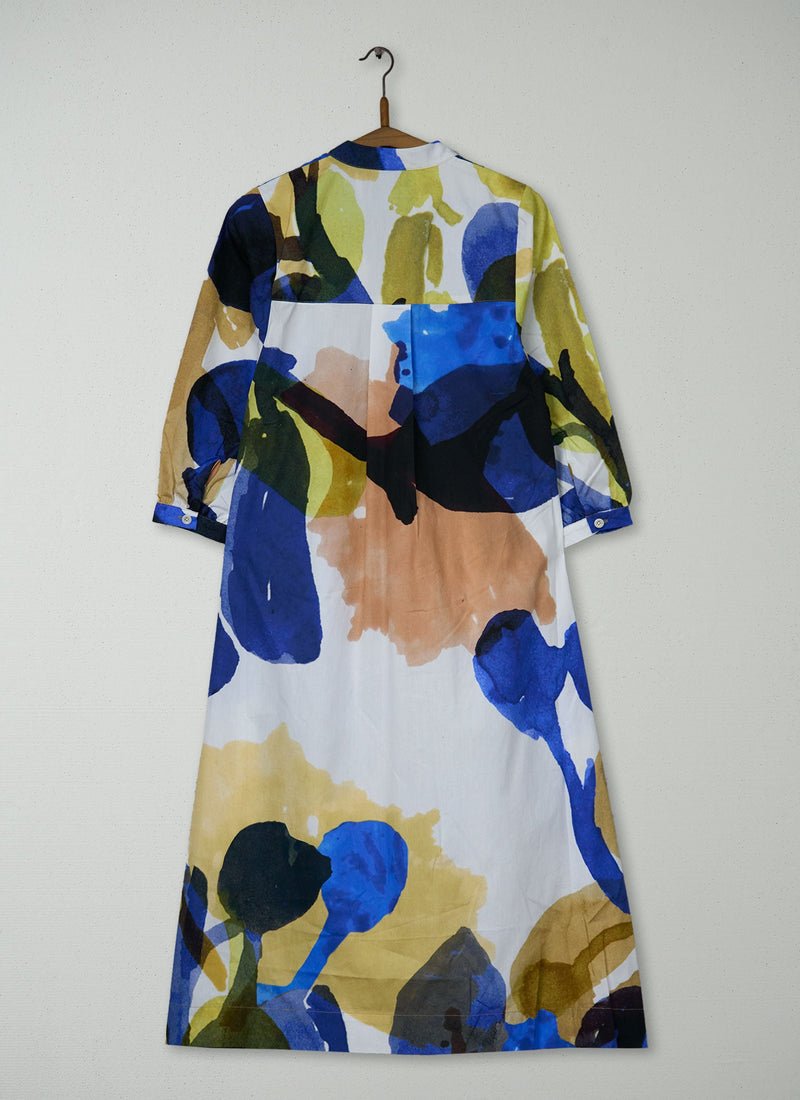 Reworn Abstract Print Cotton Poplin Dress Size XXS (1761) | Multi