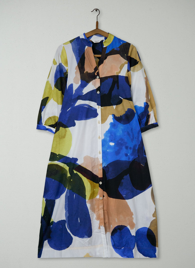 Reworn Abstract Print Cotton Poplin Dress Size XXS (1761) | Multi
