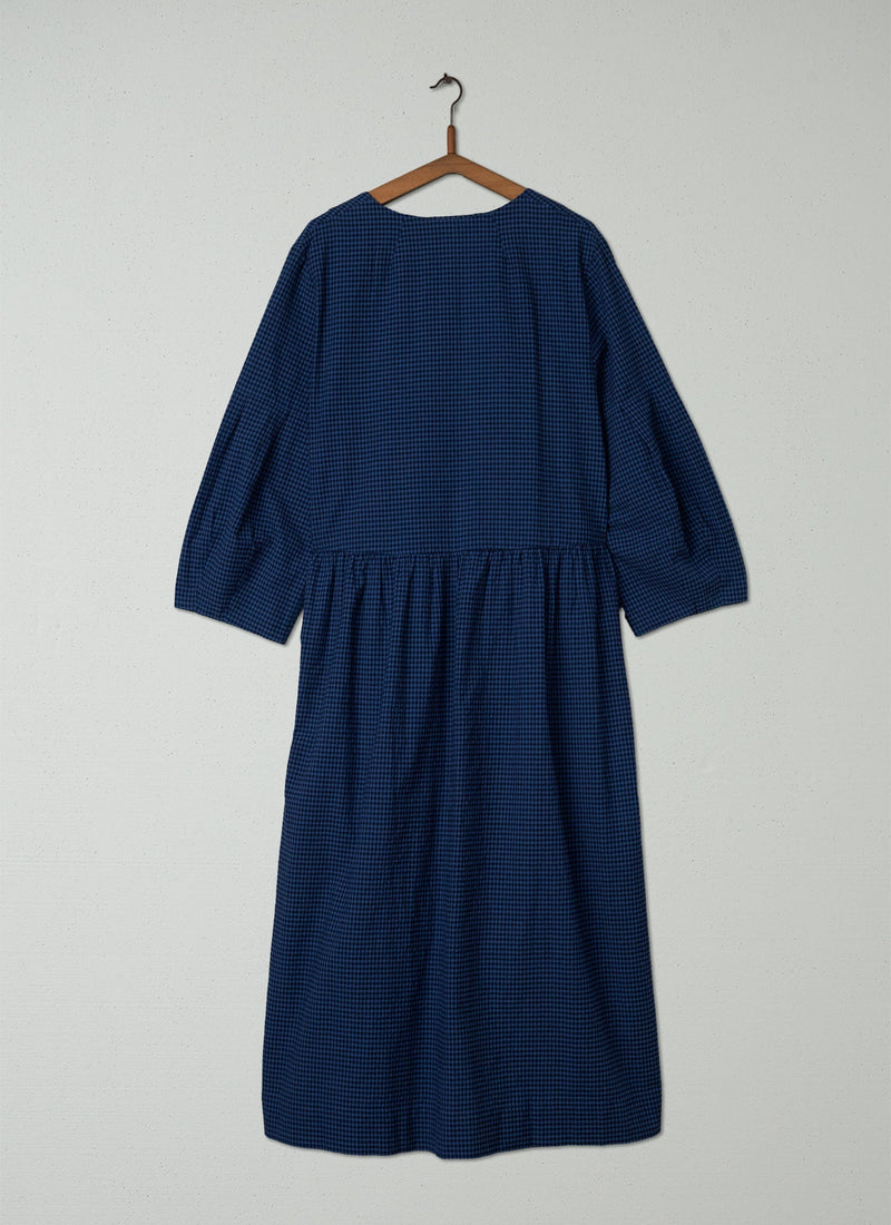 Reworn Gingham Dress Size 14 (306) | Blue