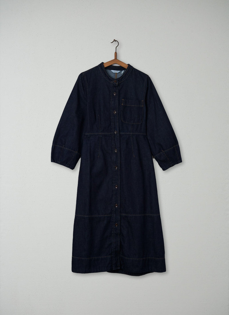 Reworn Denim Neat Shirt Dress Size 10 (164) | Indigo