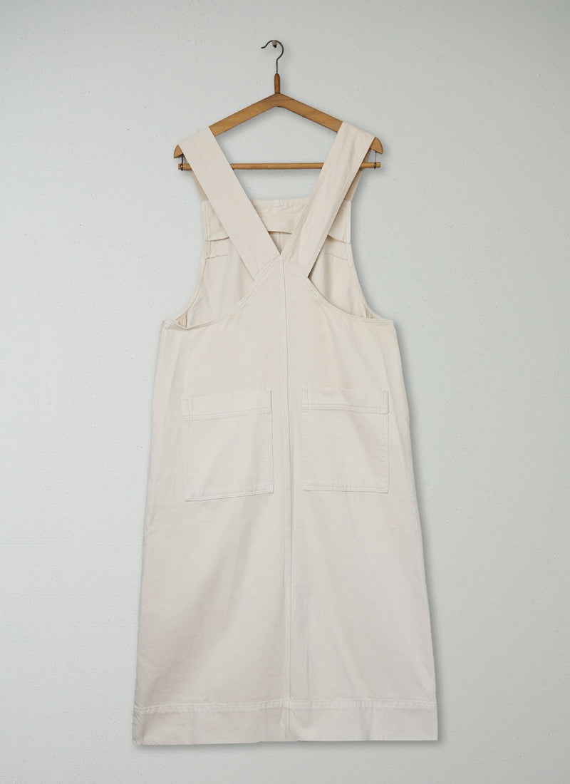 Reworn Side Button Pinafore Dress Size 12 (1848) | Parchment