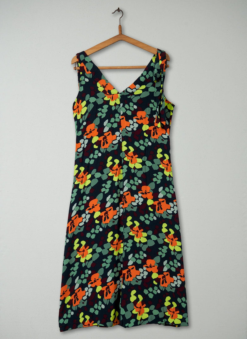 Reworn Tie Shoulder Print Dress Size 12 (406) | Multi