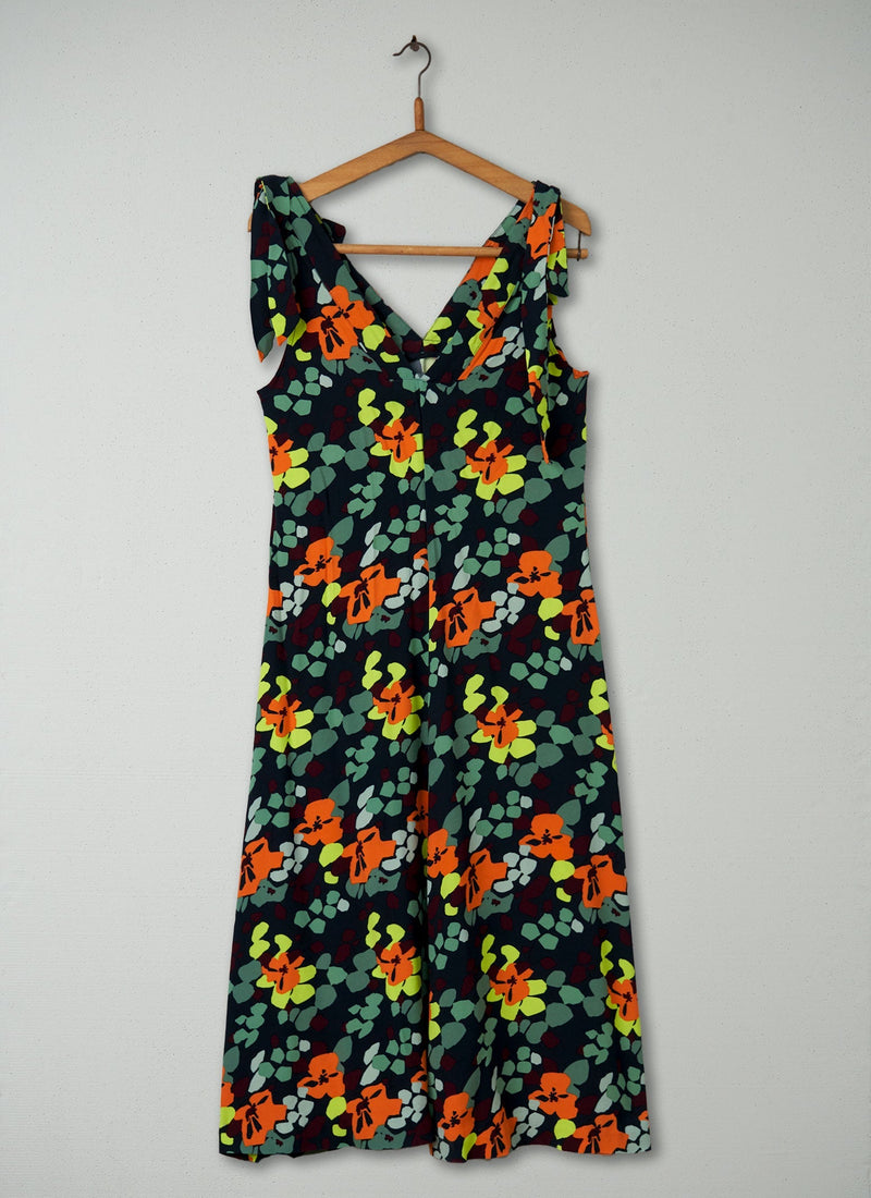 Reworn Tie Shoulder Print Dress Size 12 (406) | Multi