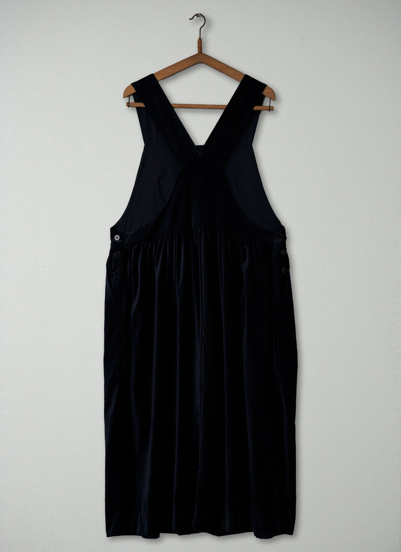 Reworn Cotton Velvet Pinafore Dress Size 16 (195) | Night