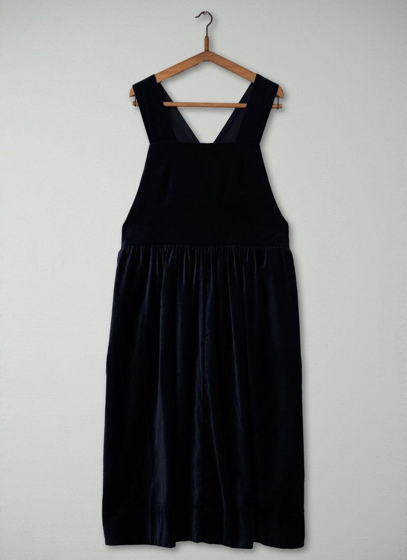 Reworn Cotton Velvet Pinafore Dress Size 16 (195) | Night