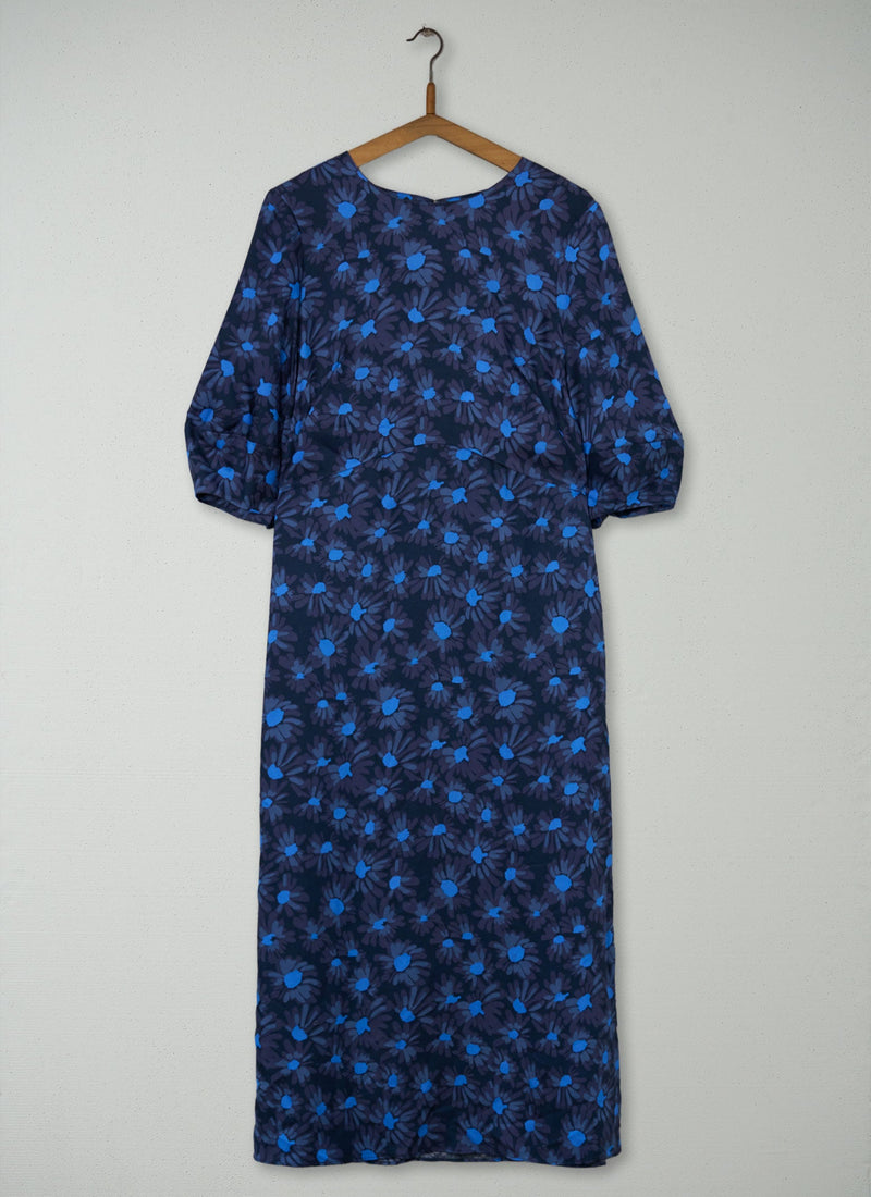 Reworn Rounded Sleeve Painted Daisy Dress Size 6 (1975) | Multi
