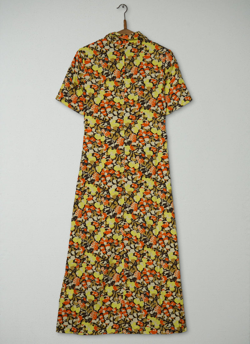 Reworn Hedgerow Print Crepe Dress Size 4 (1972) | Multi