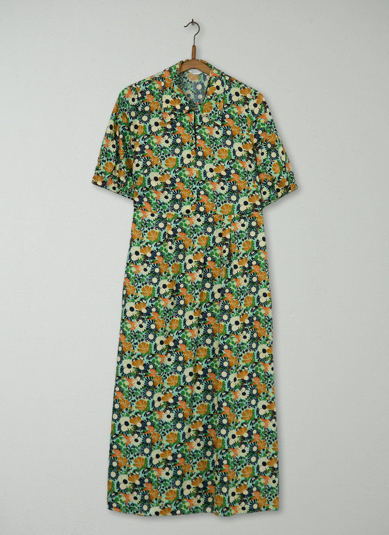 Reworn Trailing Nasturtium Print Dress Size 6 (1973) | Multi
