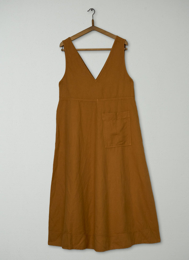 Reworn Cotton Linen Twill Dress Size 10 (2009) | Butterscotch