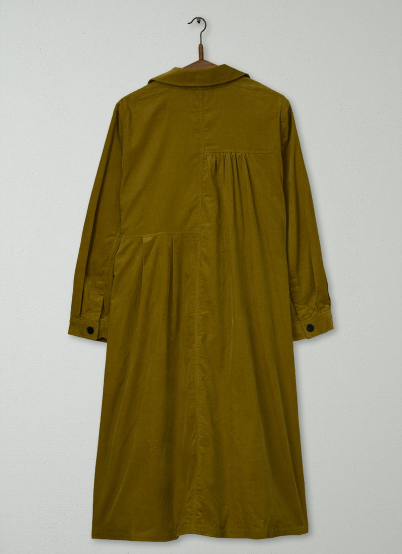 Reworn Panelled Needlecord Dress Size 12 (1667) | Golden Olive