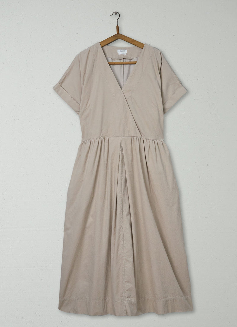 Reworn Needlecord Wrap Front Dress Size XL (1654) | Parchment