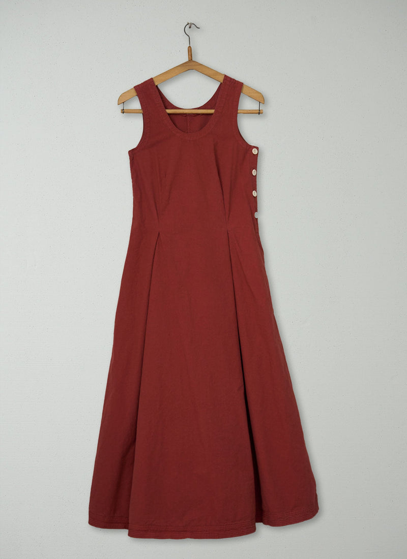 Reworn Cotton Linen Sun Dress Size 6 (2158) | Brick