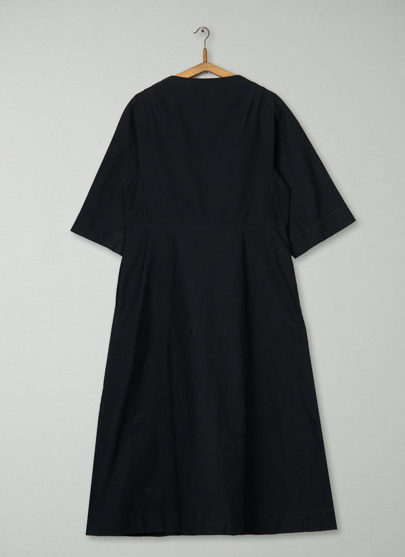Reworn Cotton Linen Dress Size 10 (1610) | Black