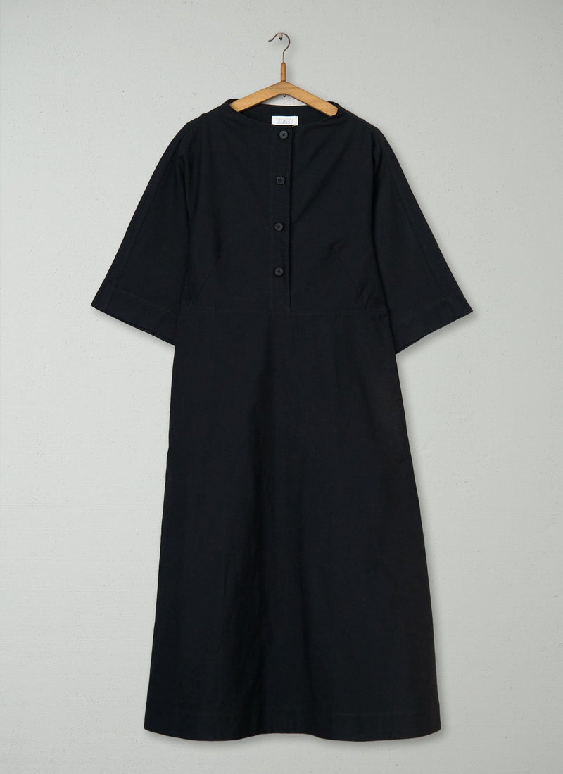 Reworn Cotton Linen Dress Size 10 (1610) | Black