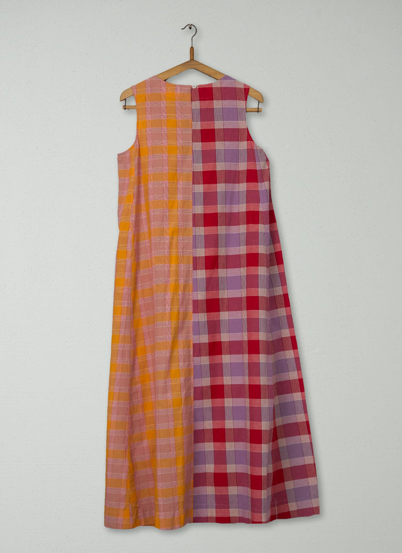 Reworn Panelled Check Dress Size 10 (1638) | Multi