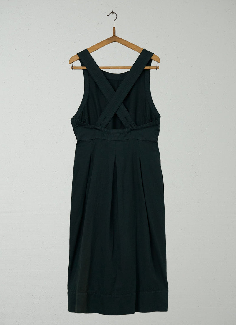 Reworn Cotton Linen Twill Pinafore Dress Size 10 (1357) | Pine