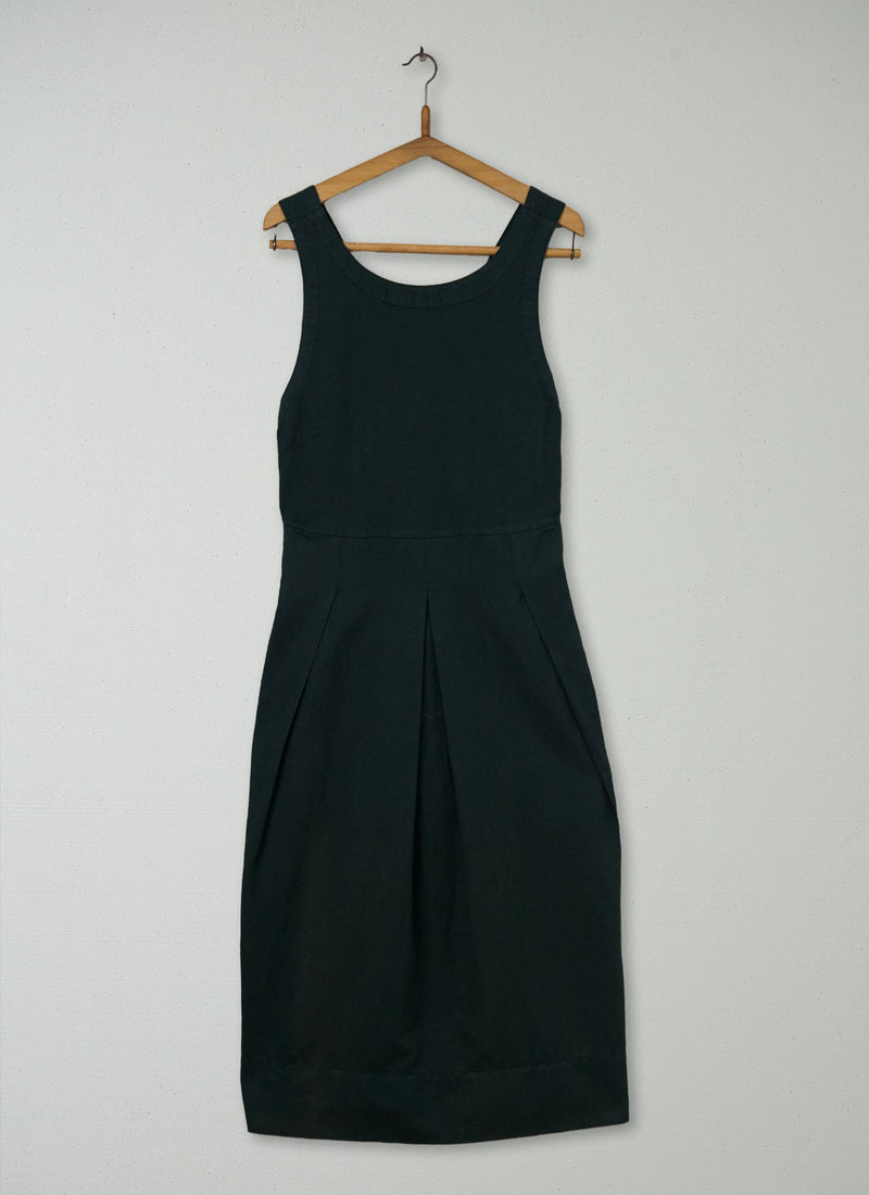 Reworn Cotton Linen Twill Pinafore Dress Size 10 (1357) | Pine