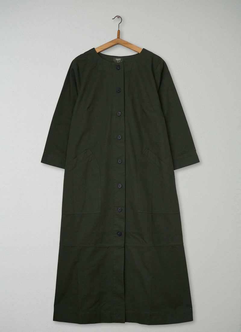 Reworn Buttoned Cotton Dress Size M (2170) | Duffle Green