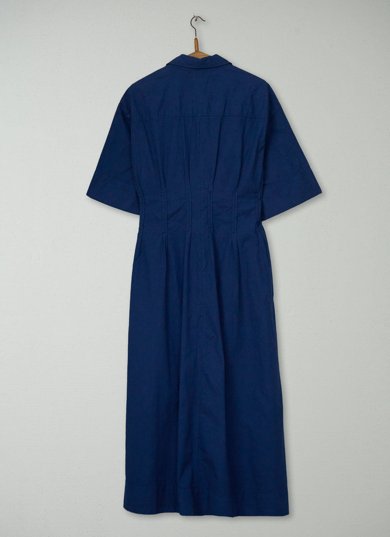 Reworn Cotton Linen Dress Size 12 (2176) | Mid Blue