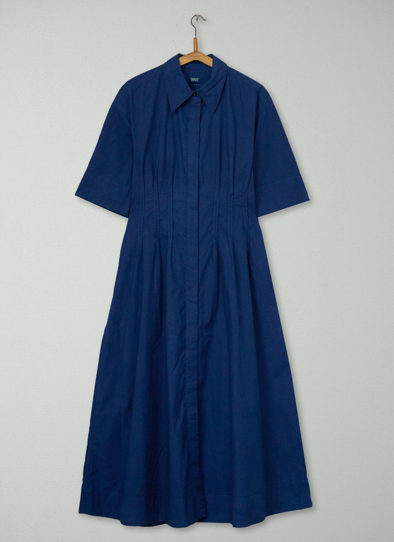 Reworn Cotton Linen Dress Size 12 (2176) | Mid Blue