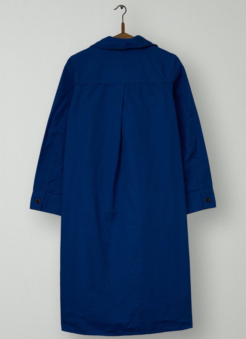 Reworn Cotton Workwear Tunic Dress Size S (1531) | Cobalt Blue