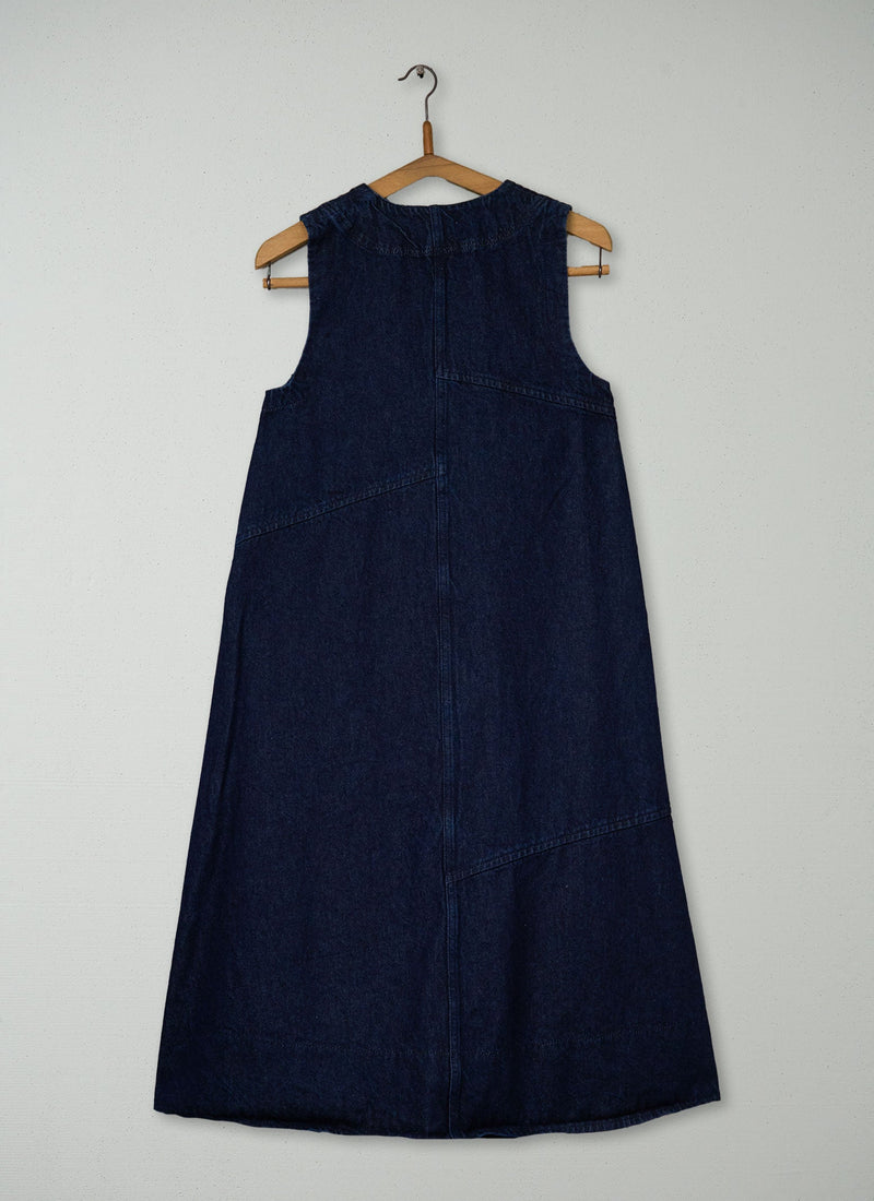 Reworn A Line Denim Tunic Dress Size 6 (1745) | Indigo
