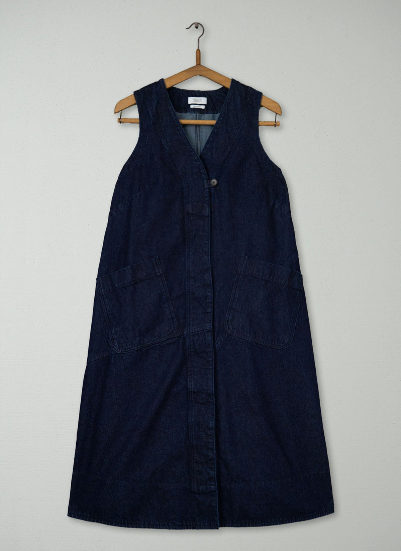 Reworn A Line Denim Tunic Dress Size 6 (1745) | Indigo