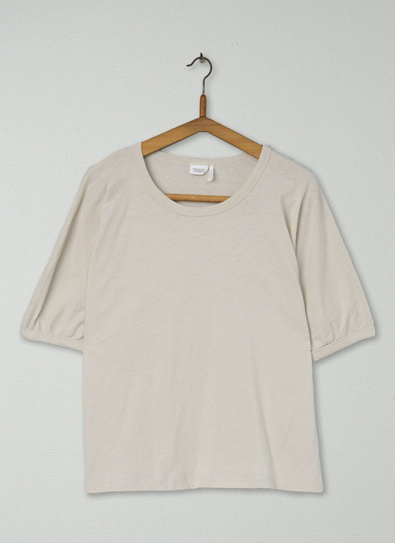 Reworn Cotton Short Sleeve Tee Size M (073) | Pebble White