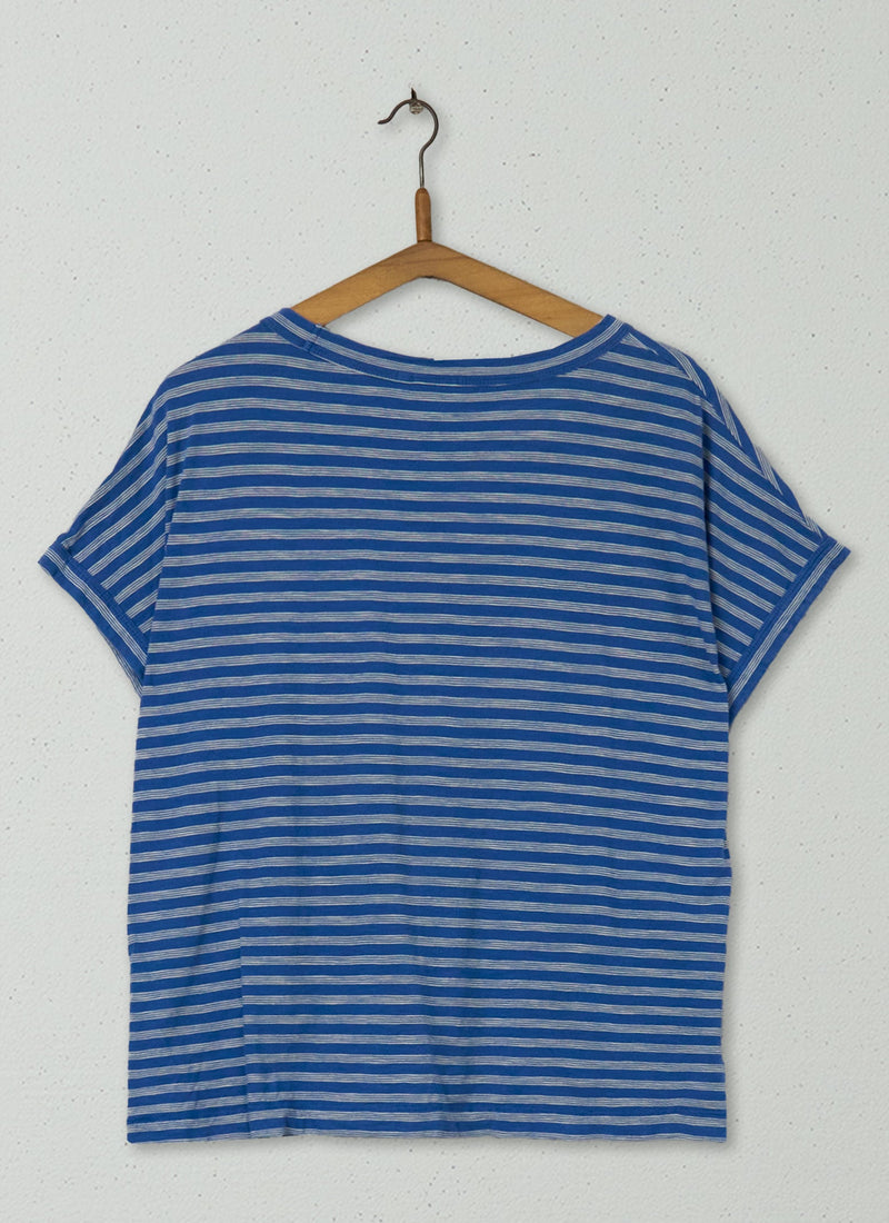 Reworn Stripe Cotton Tee Size M (077) | Multi