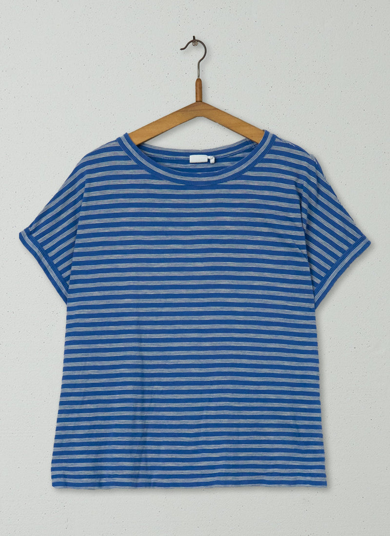 Reworn Stripe Cotton Tee Size M (077) | Multi
