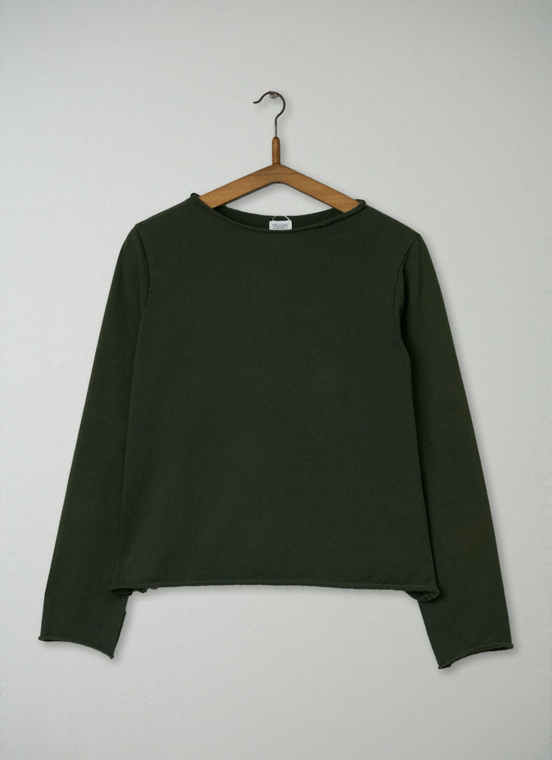 Reworn Cotton Rolled Edge Top Size S (188) | Dark Olive